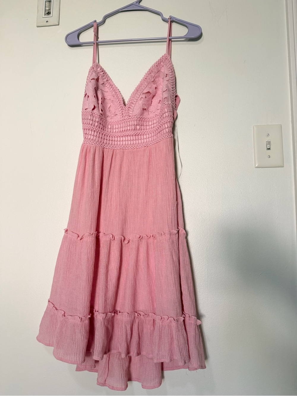 Love Tree Pink Crochet Bodice Midi Dress